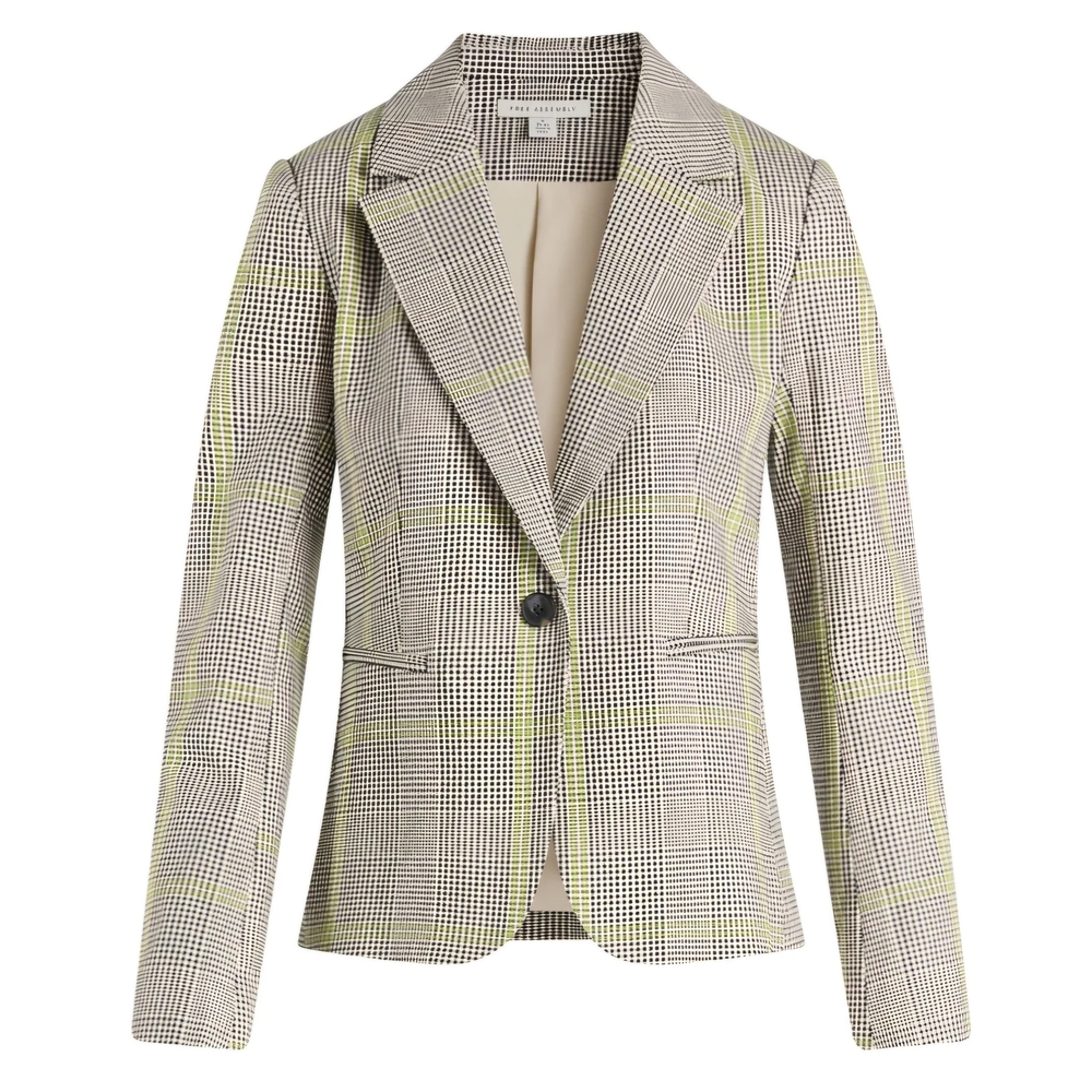 Free Assembly Plaid Blazer Lime Citrus XS NWT Single Button Tailored Jacket